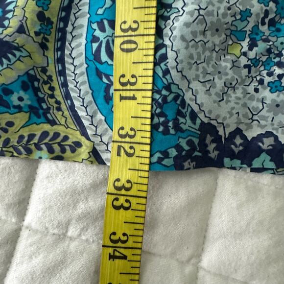 Beth Bowley Dress Womens 8 Blue Paisley Cotton Silk Mini Ruffle Dainty Romantic - Picture 11 of 12